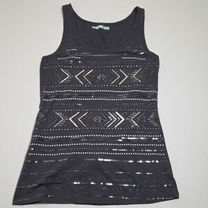 Maurices Women's Lg Charcoal Tank Top With Beaded Design Front